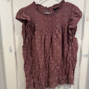 Torrid Mauve Eyelet Floral Blouse